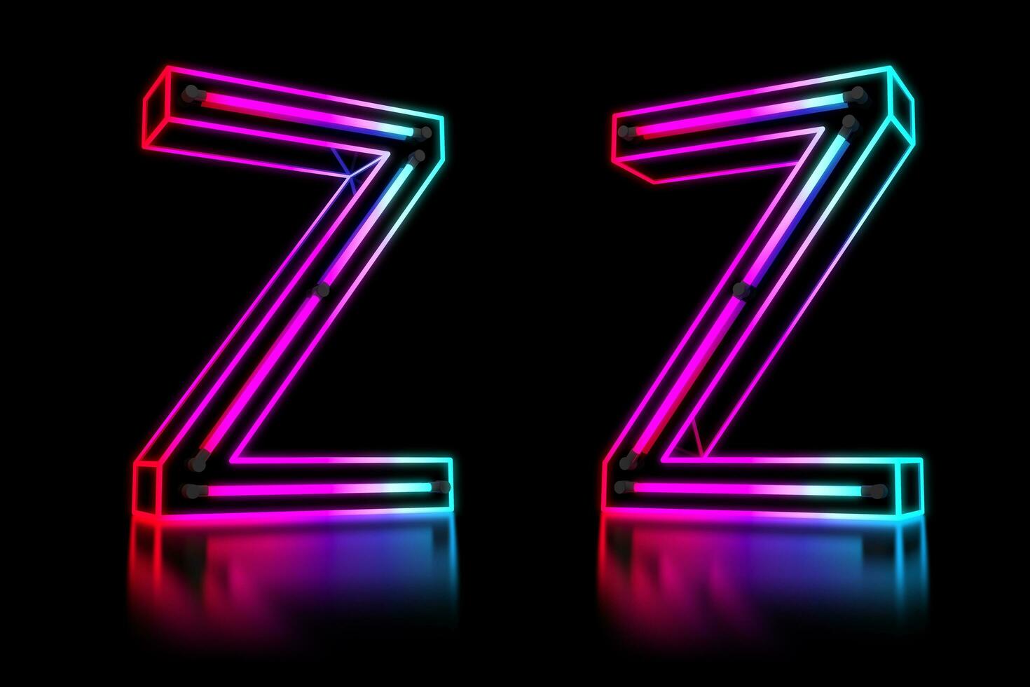 Glowing Colorful Neon Alphabet. 3d rendering illustration photo