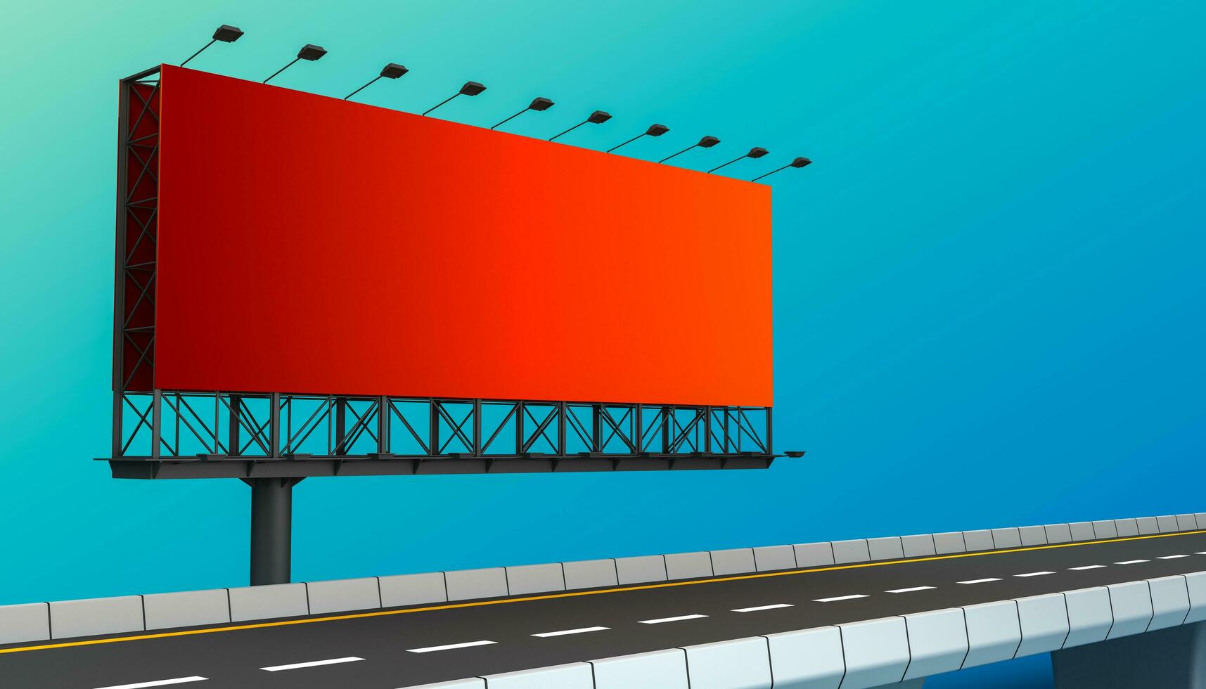 Blank billboard for outdoor advertising on colorful background. 3d rendering photo