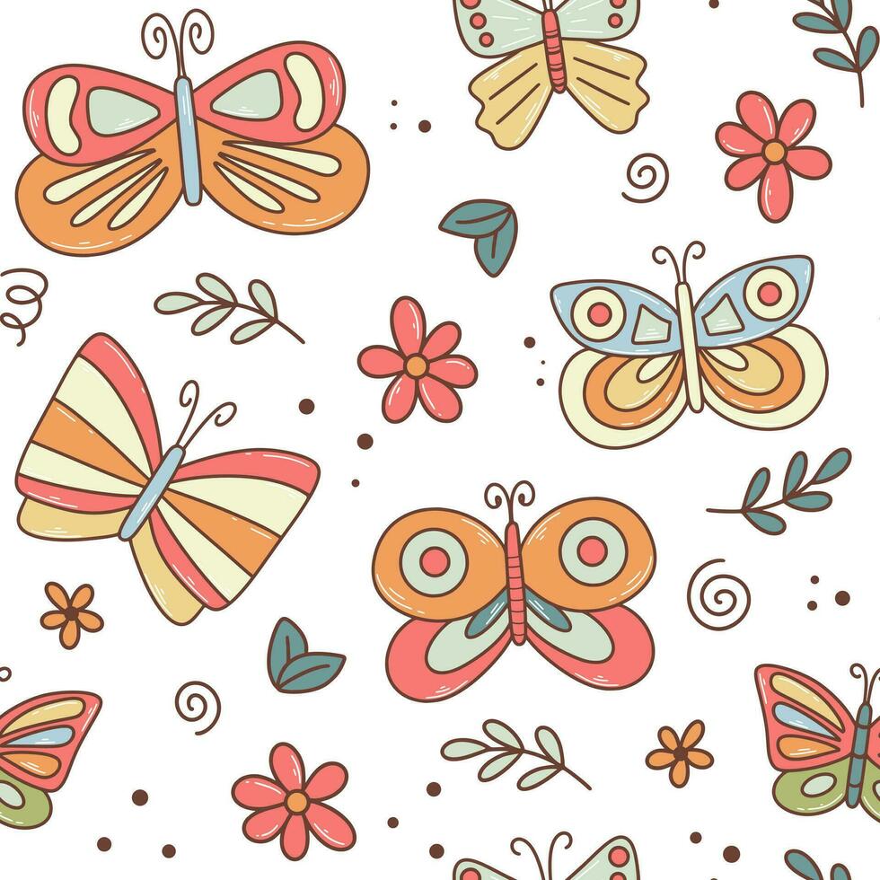 Butterfly baby print. Retro butterfly pattern vector