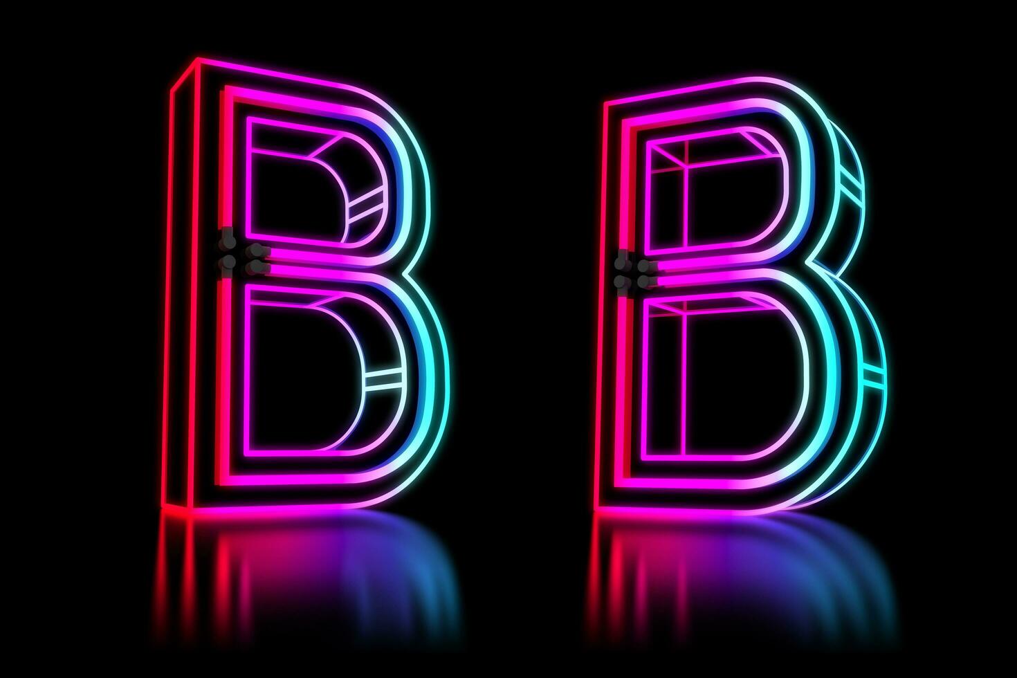 Glowing Colorful Neon Alphabet. 3d rendering illustration photo