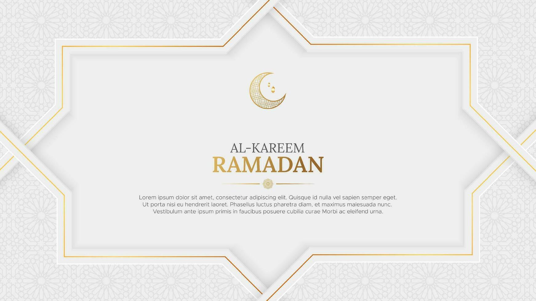 Ramadan Kareem Islamic white and golden background with Arabic pattern ornaments vector