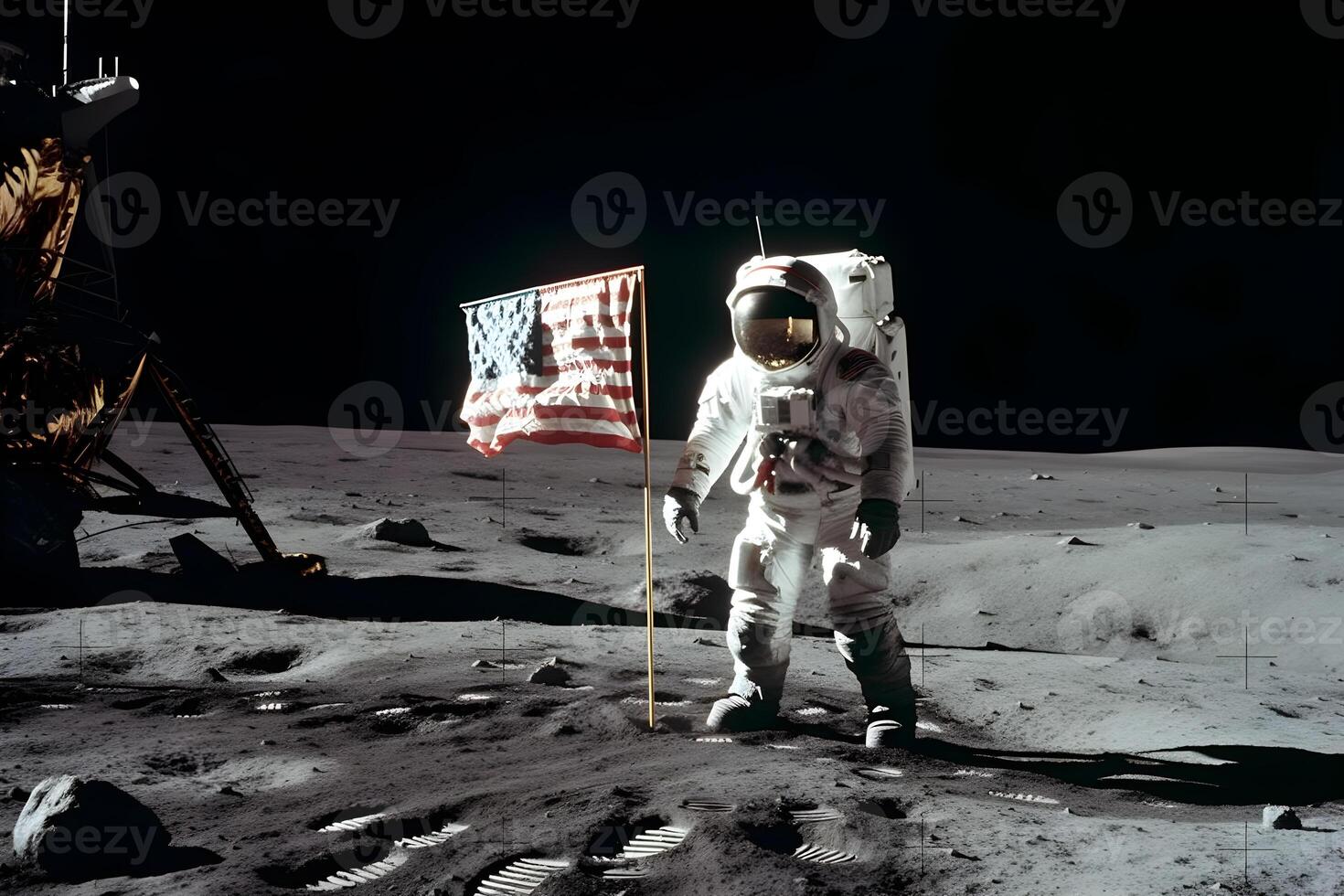 space astronaut landing on the surface of the moon ,generative ai photo