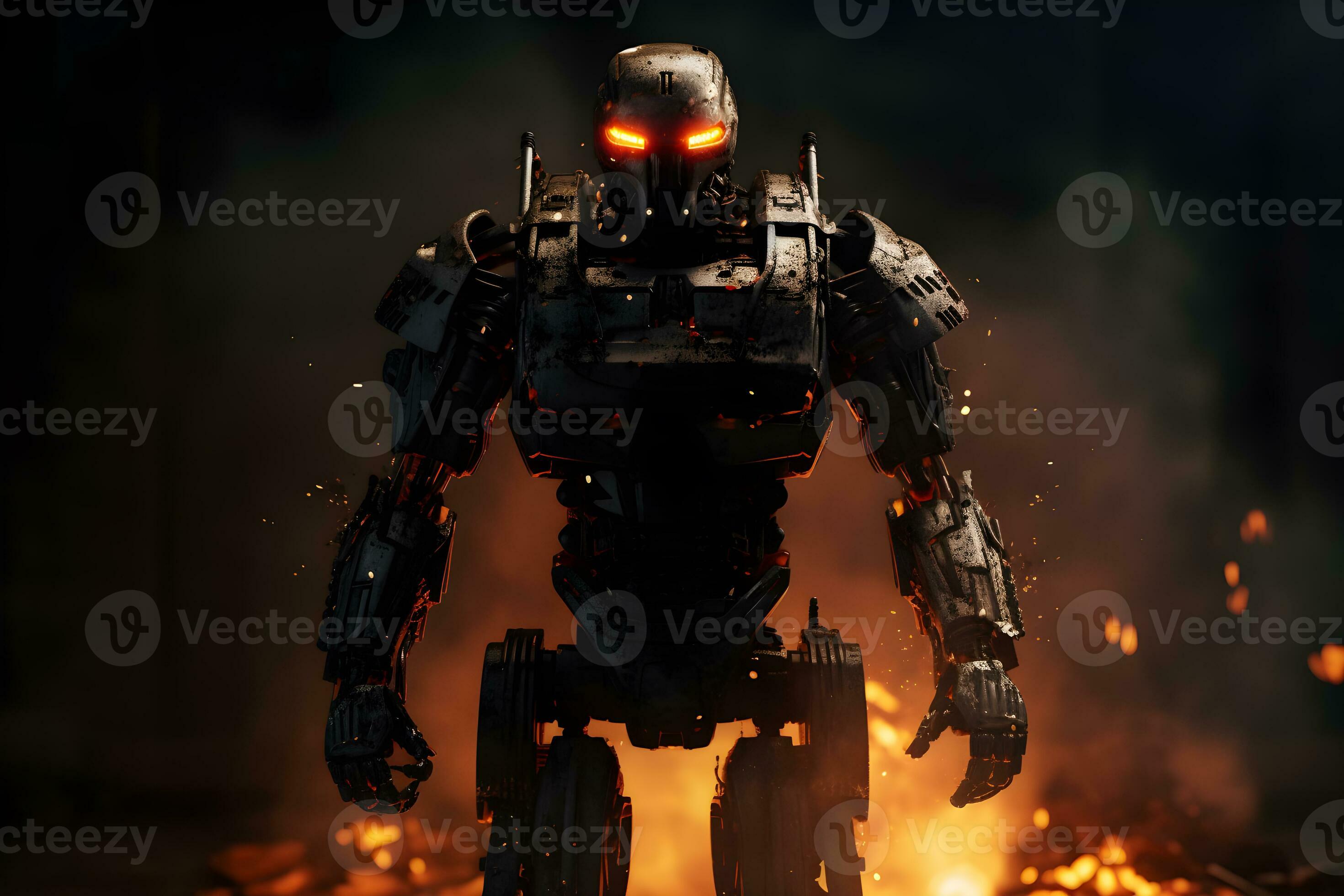 Robot Black Metal Strong Combat Robot Background, Black Metal