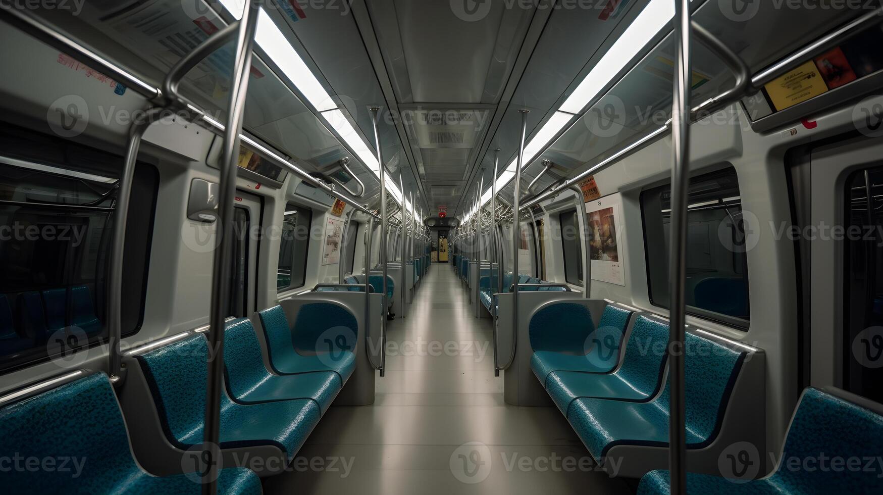 interior mrt train ,commuter line interior ,generative ai photo