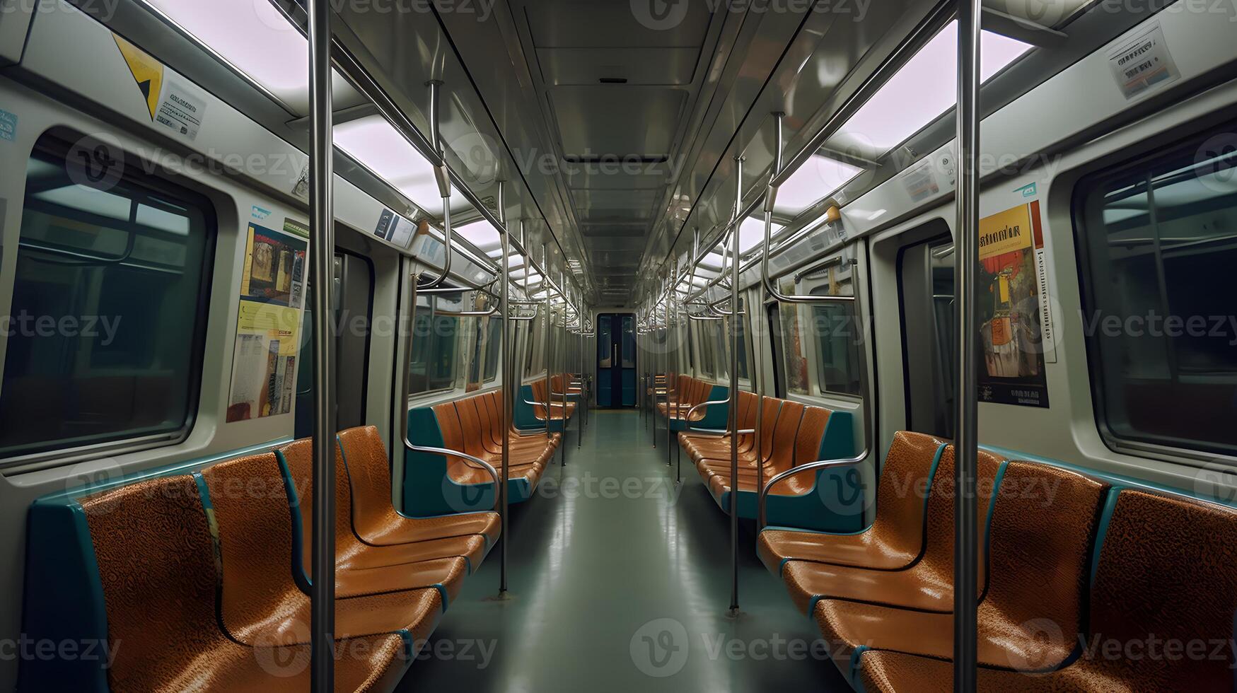 interior mrt train ,commuter line interior ,generative ai photo