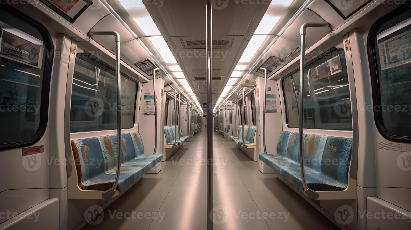 interior mrt tren ,viajero diario al trabajo línea interior ,generativo ai foto