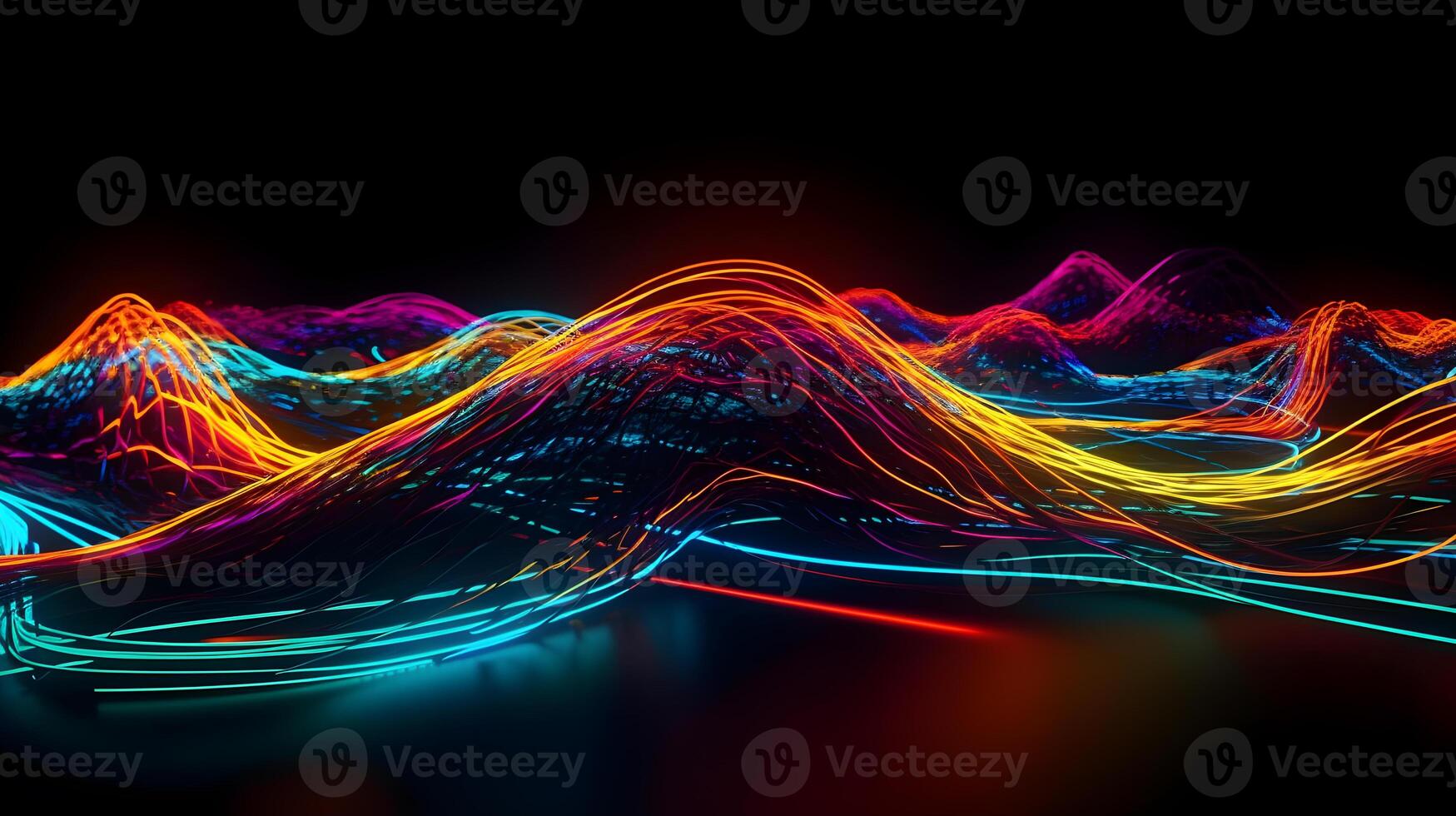 Colorful glowing lines ,abstract neon background ,generative ai photo