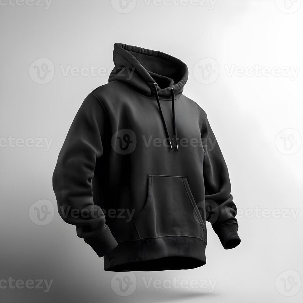 black hoodie mockup on white background , photo