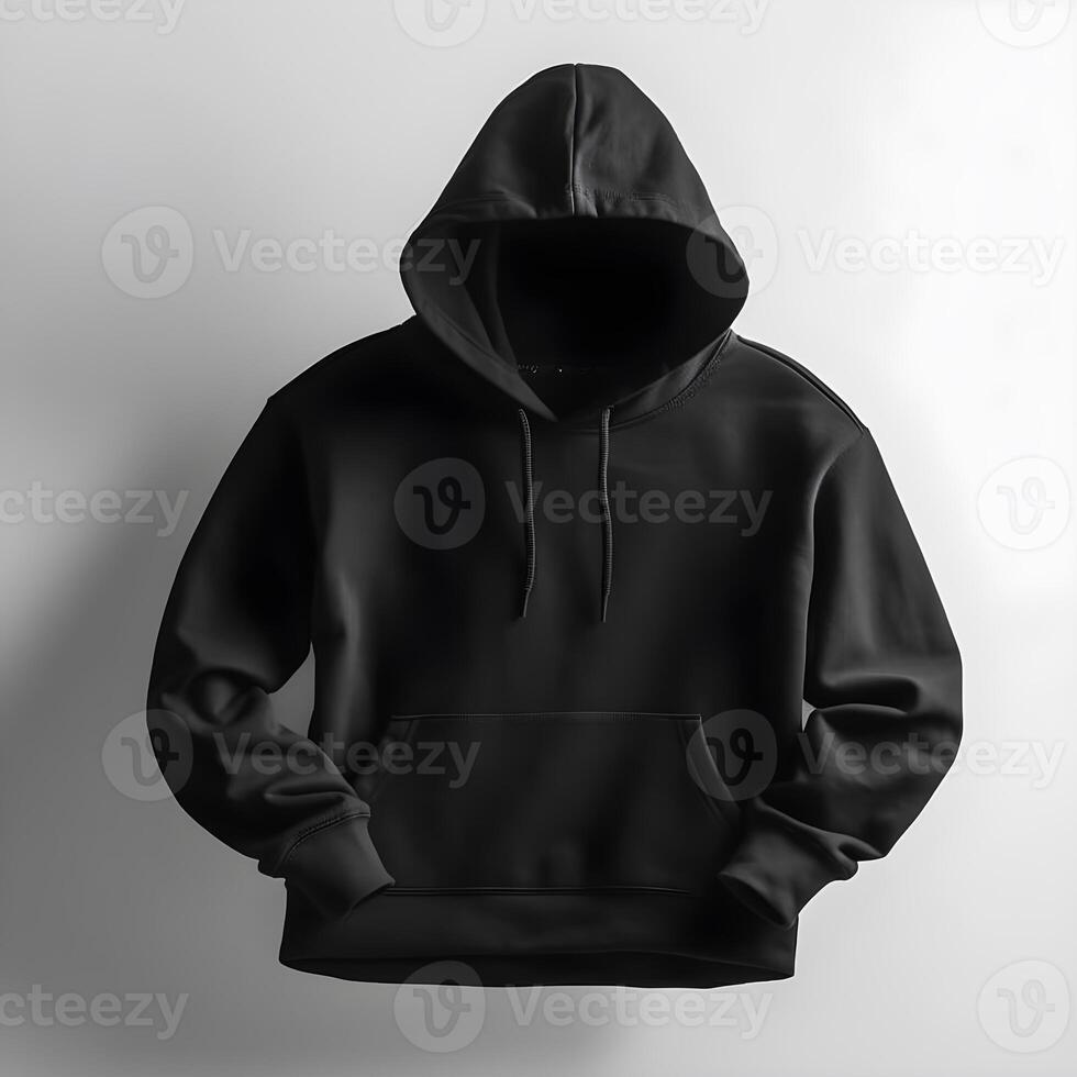 black hoodie mockup on white background , photo