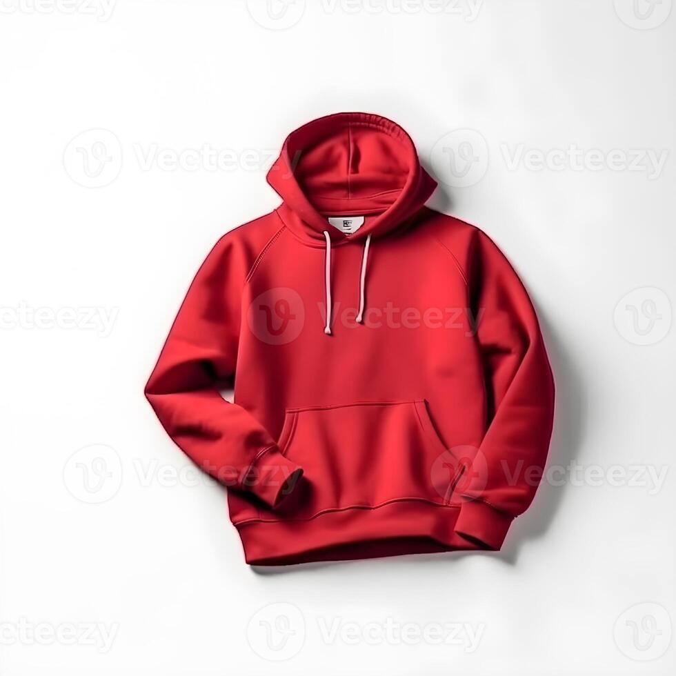 red hoodie mockup on white background ,generative ai photo