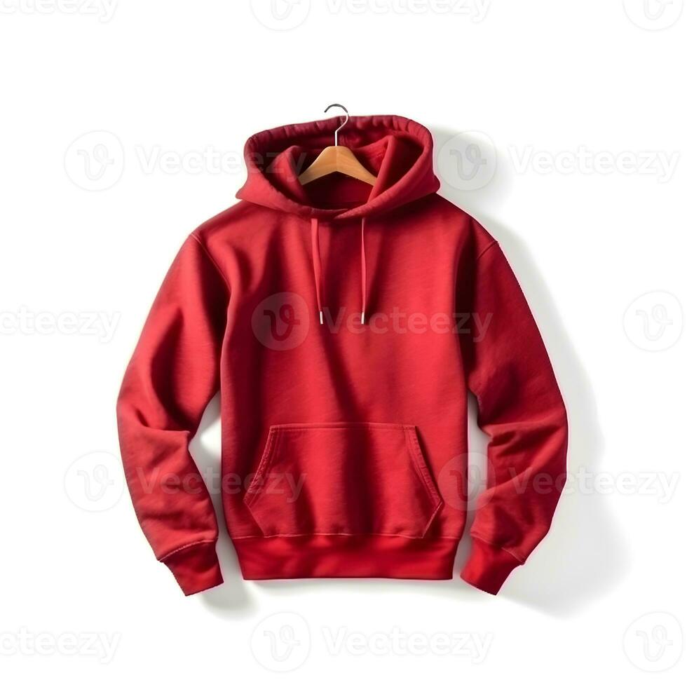 red hoodie mockup on white background ,generative ai photo