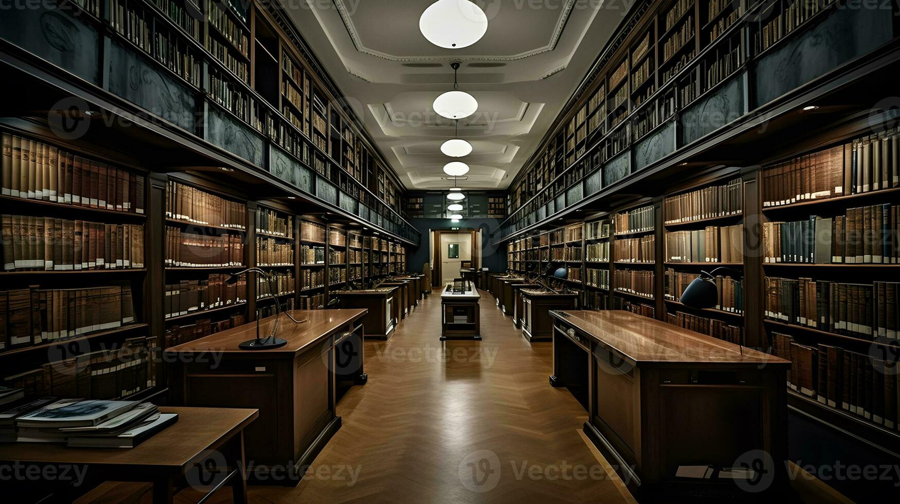 antiguo biblioteca interior con libros en estantería ,generativo ai foto