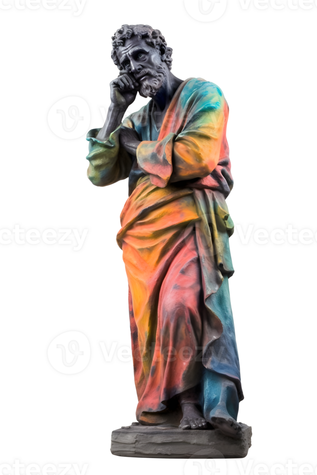 ancient greek philosopher statue isolated on transparent background , png