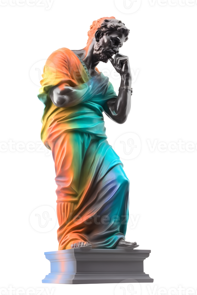 ancient greek philosopher statue isolated on transparent background , png