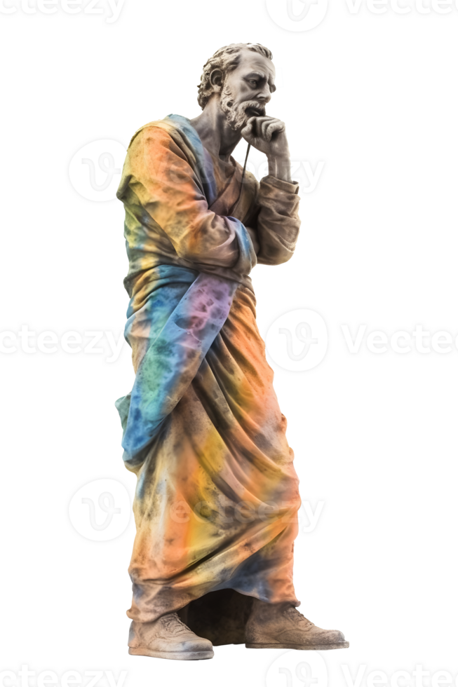 ancient greek philosopher statue isolated on transparent background , png