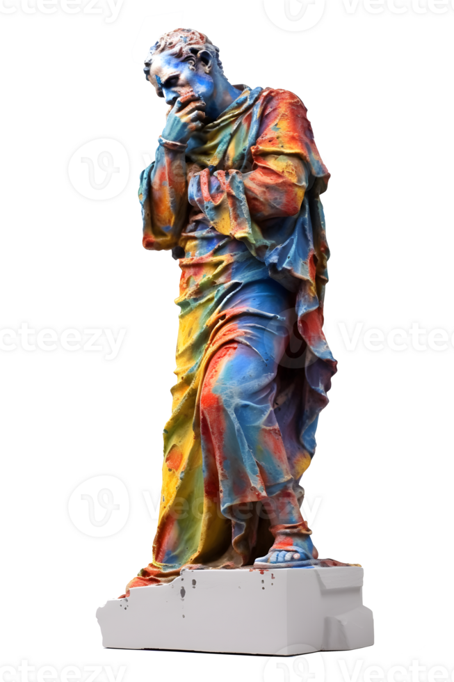 ancient greek philosopher statue isolated on transparent background , png