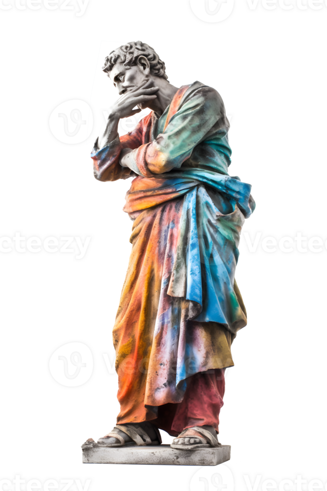 ancient greek philosopher statue isolated on transparent background , png