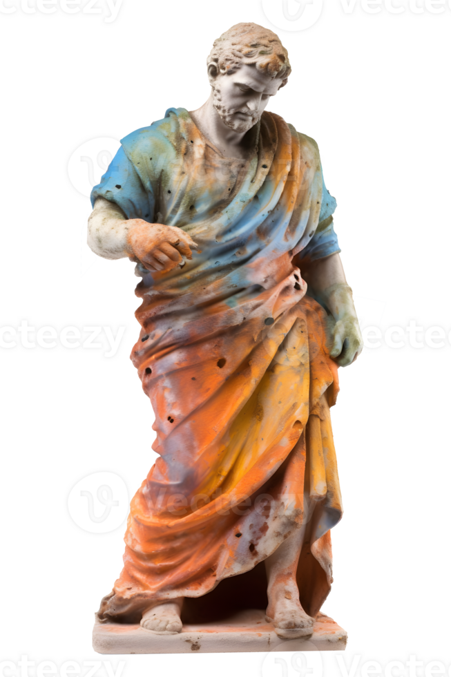 ancient greek philosopher statue isolated on transparent background , png