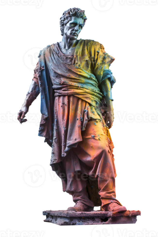 ancient greek philosopher statue isolated on transparent background , png