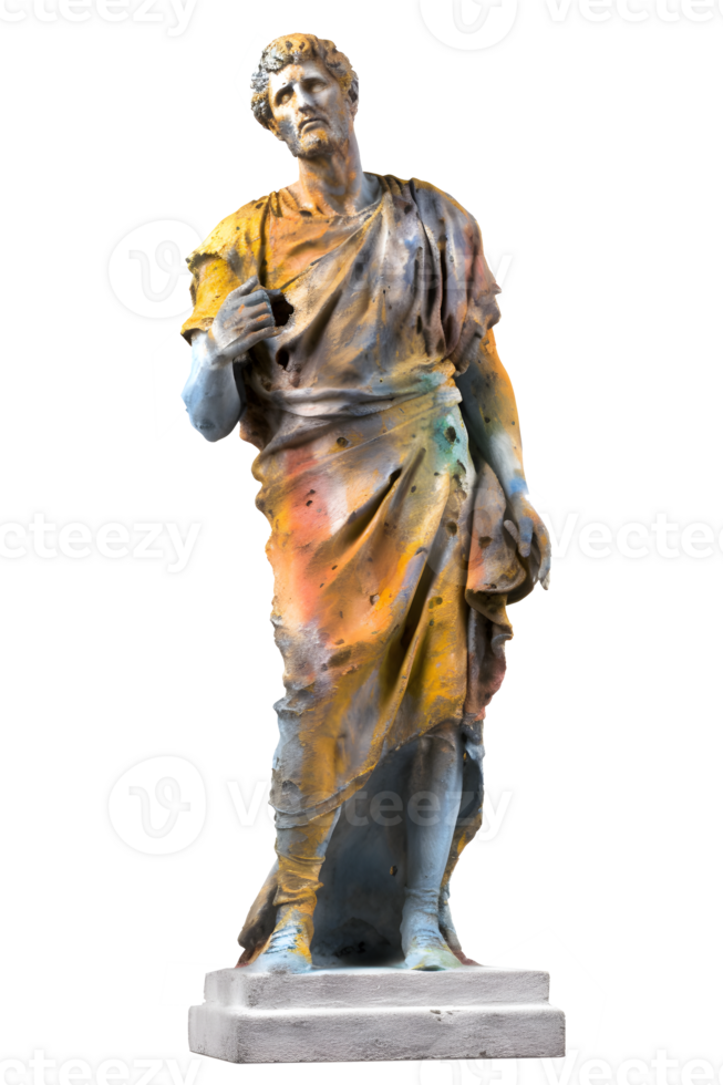 ancient greek philosopher statue isolated on transparent background , png