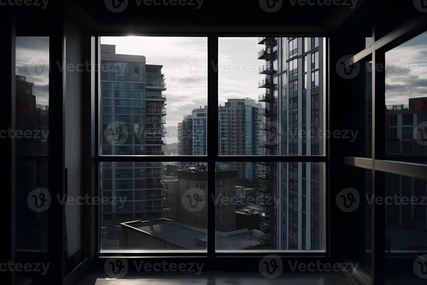 ver de urbano edificios desde Departamento ventana ,generativo ai foto