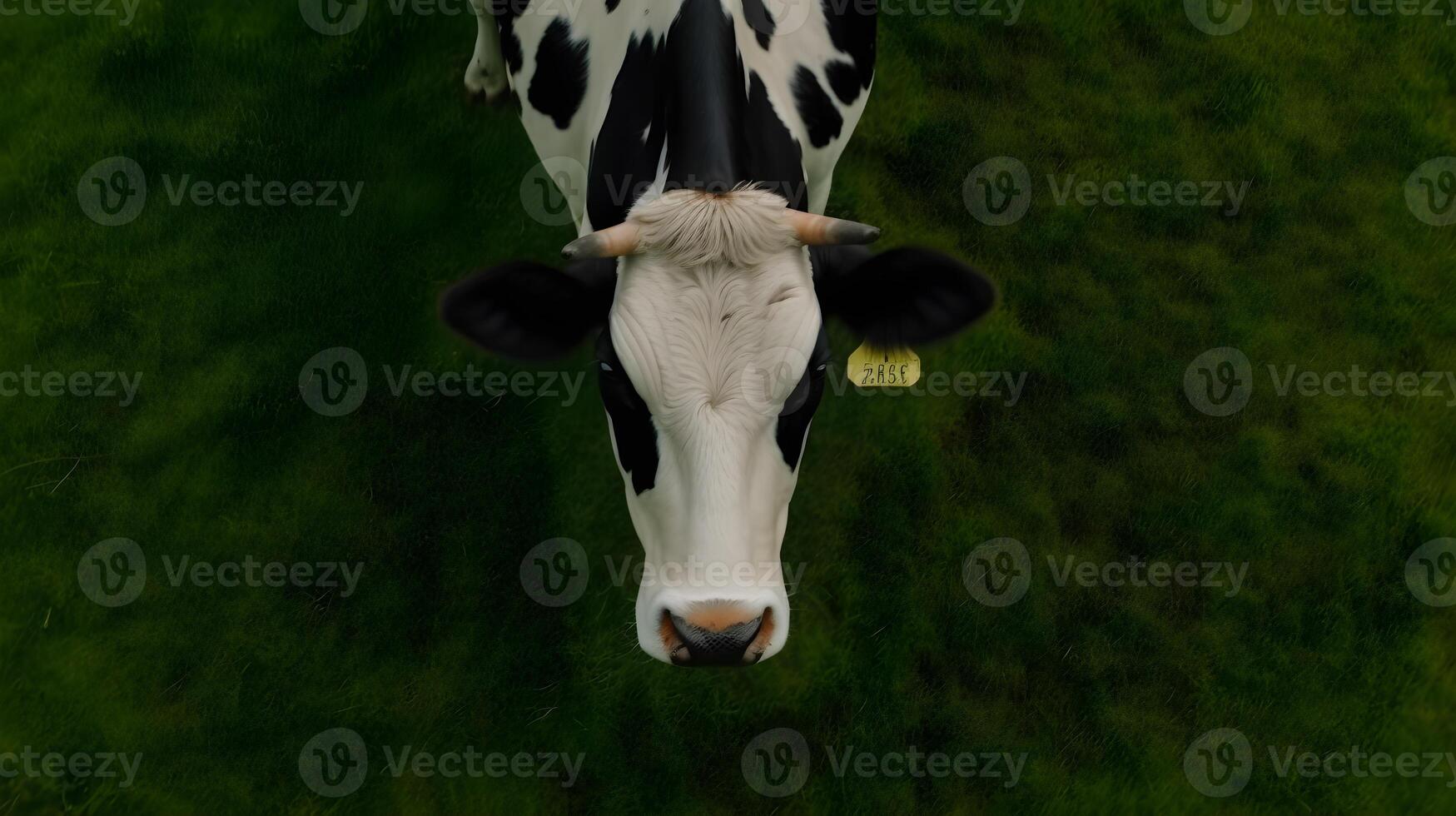 dairy cows are eating grass , photo