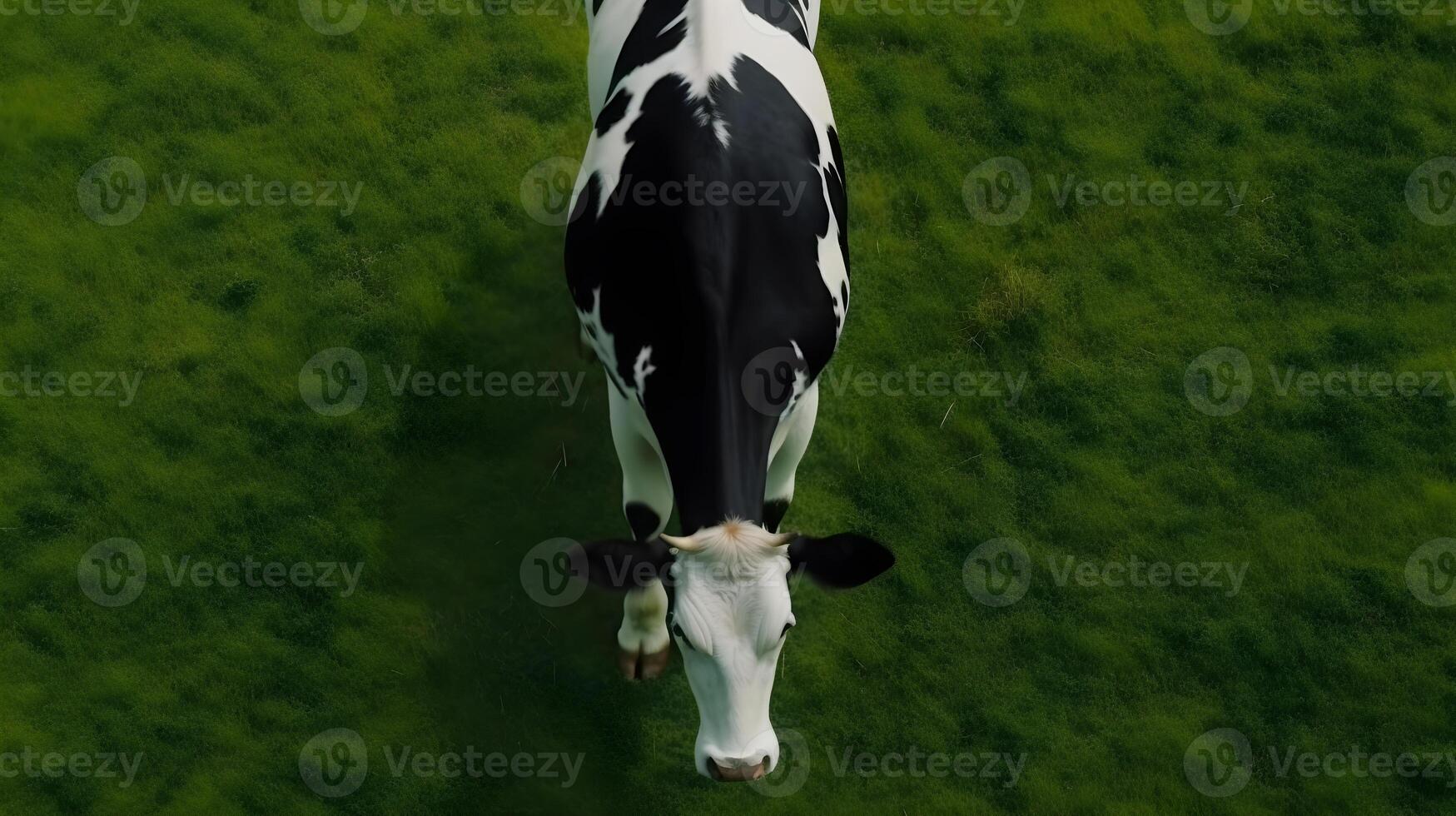 dairy cows are eating grass ,generative ai photo