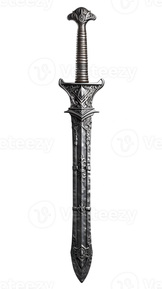 Ritter Stahl Schwert isoliert auf Weiß Hintergrund ,generativ ai png
