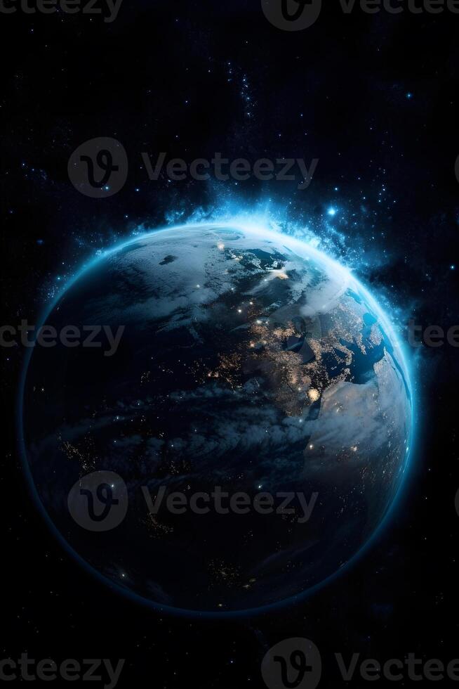 view of planet earth from satellite camera ,generative ai photo