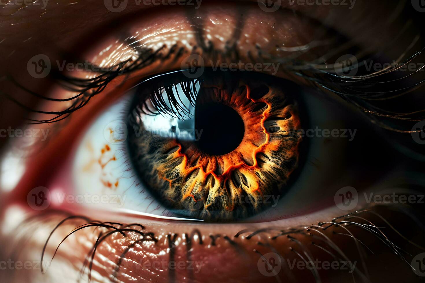 macro focus of the human eye ,detail of human eye ,generative ai photo