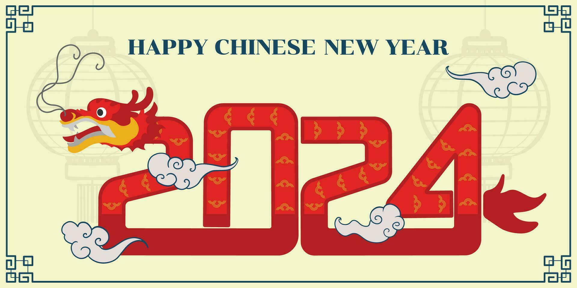 Chinese New Year 2024, the year of the Dragon vector