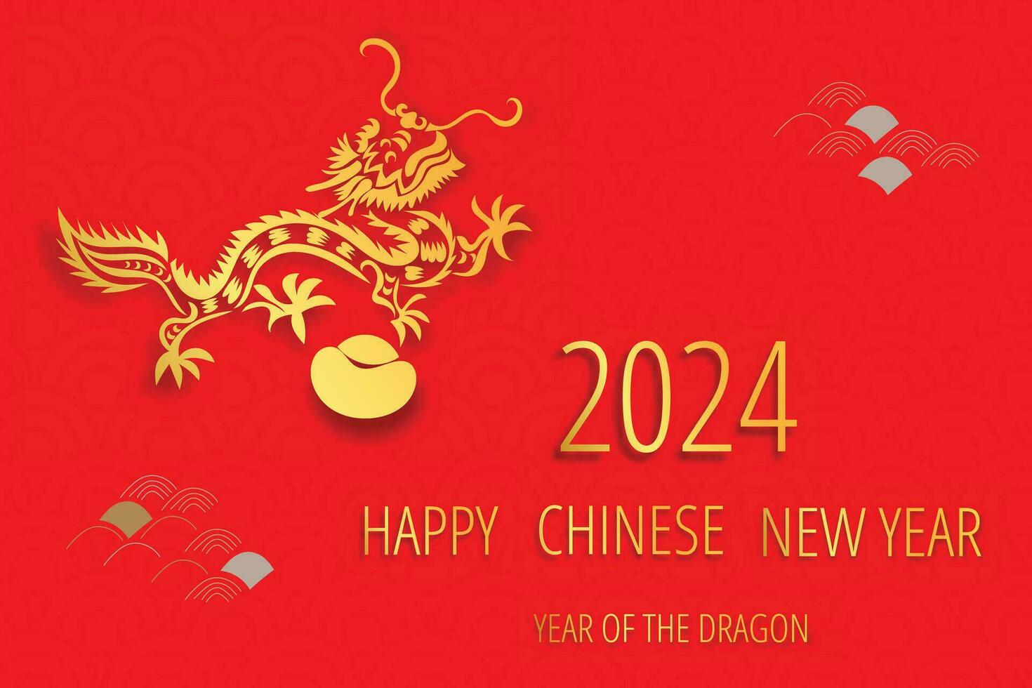 Chinese New Year 2024, the year of the Dragon vector