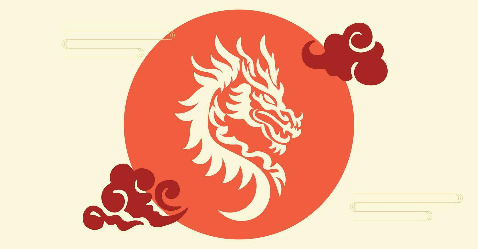 Chinese New Year 2024, the year of the Dragon, vector