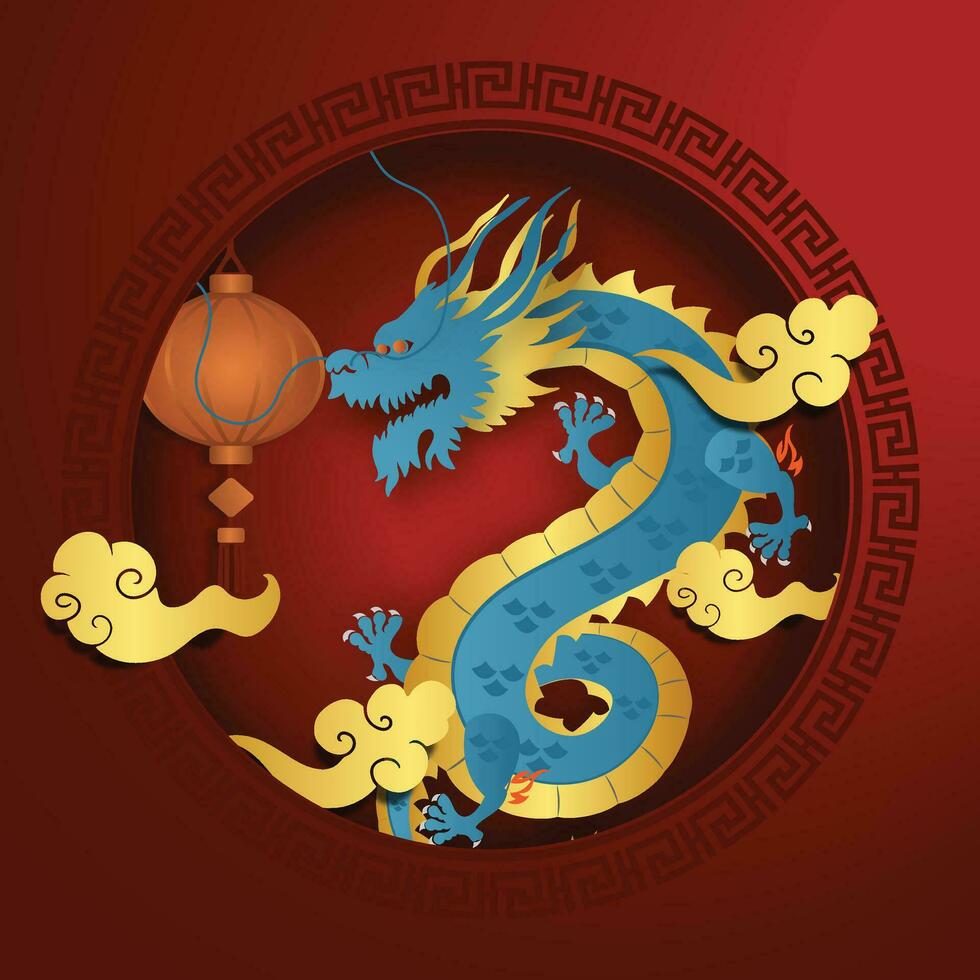 Chinese New Year 2024, the year of the Dragon, vector