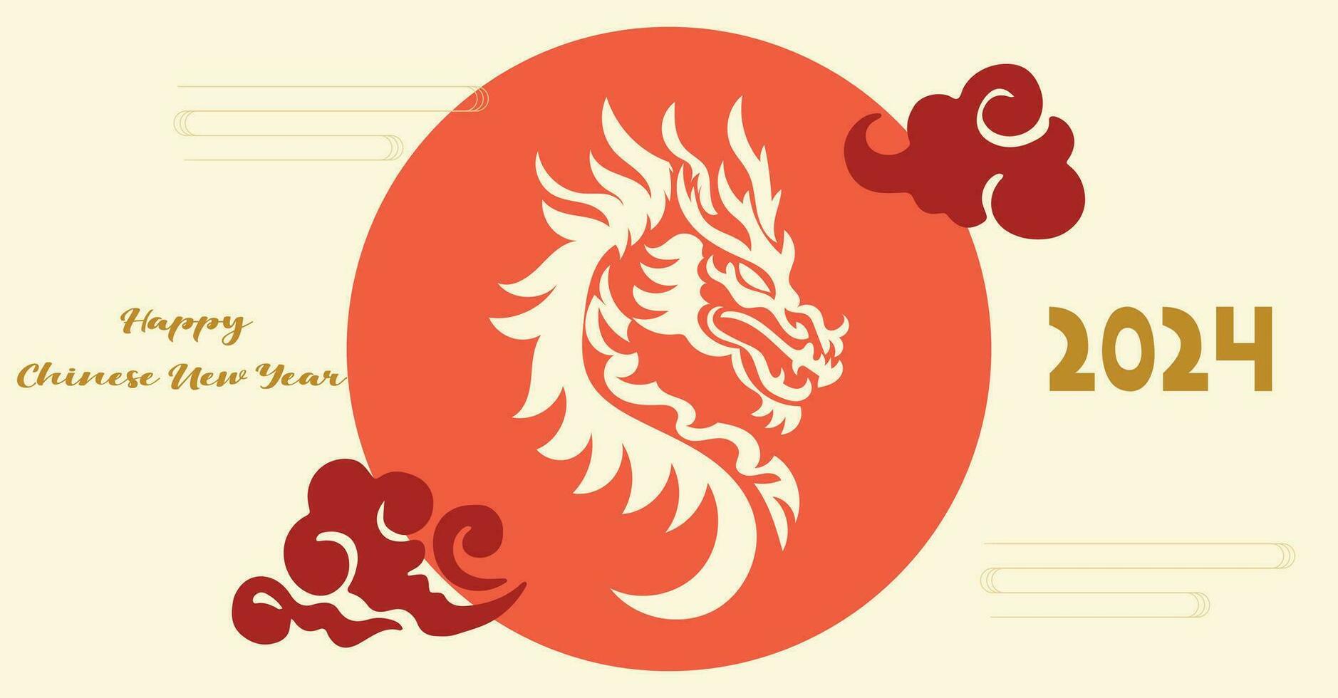 Chinese New Year 2024, the year of the Dragon, vector