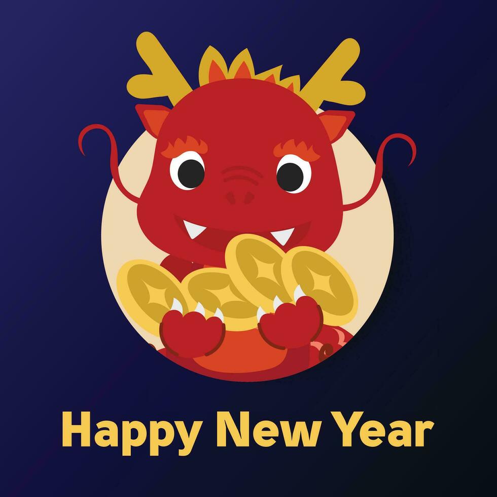 Chinese New Year 2024, the year of the Dragon, vector