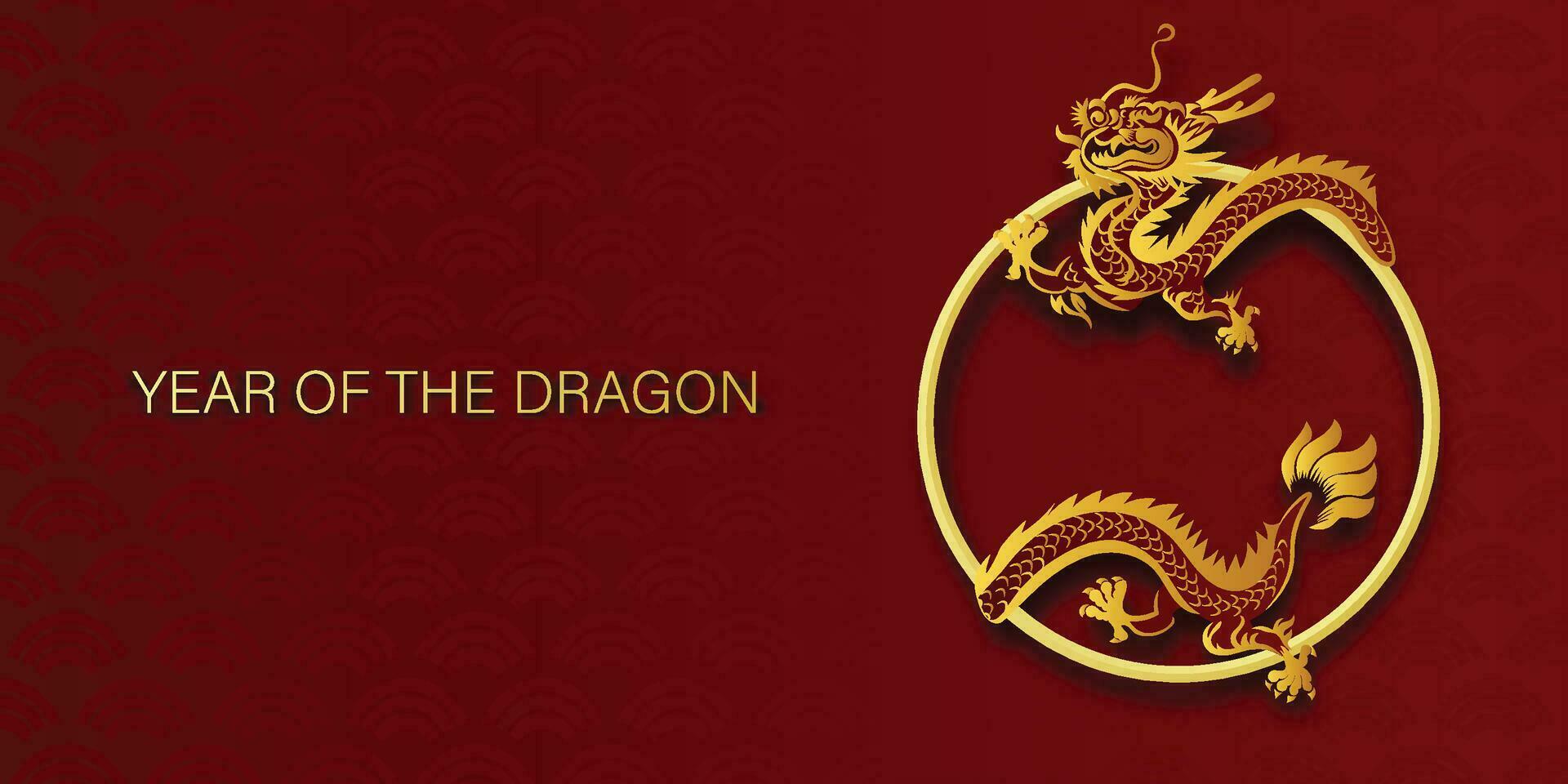 Chinese New Year 2024, the year of the Dragon, vector