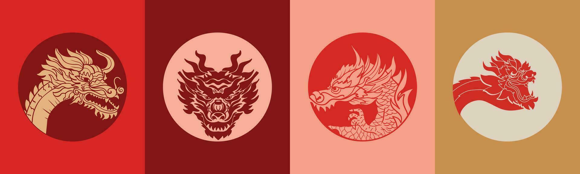 Chinese New Year 2024, the year of the Dragon, vector