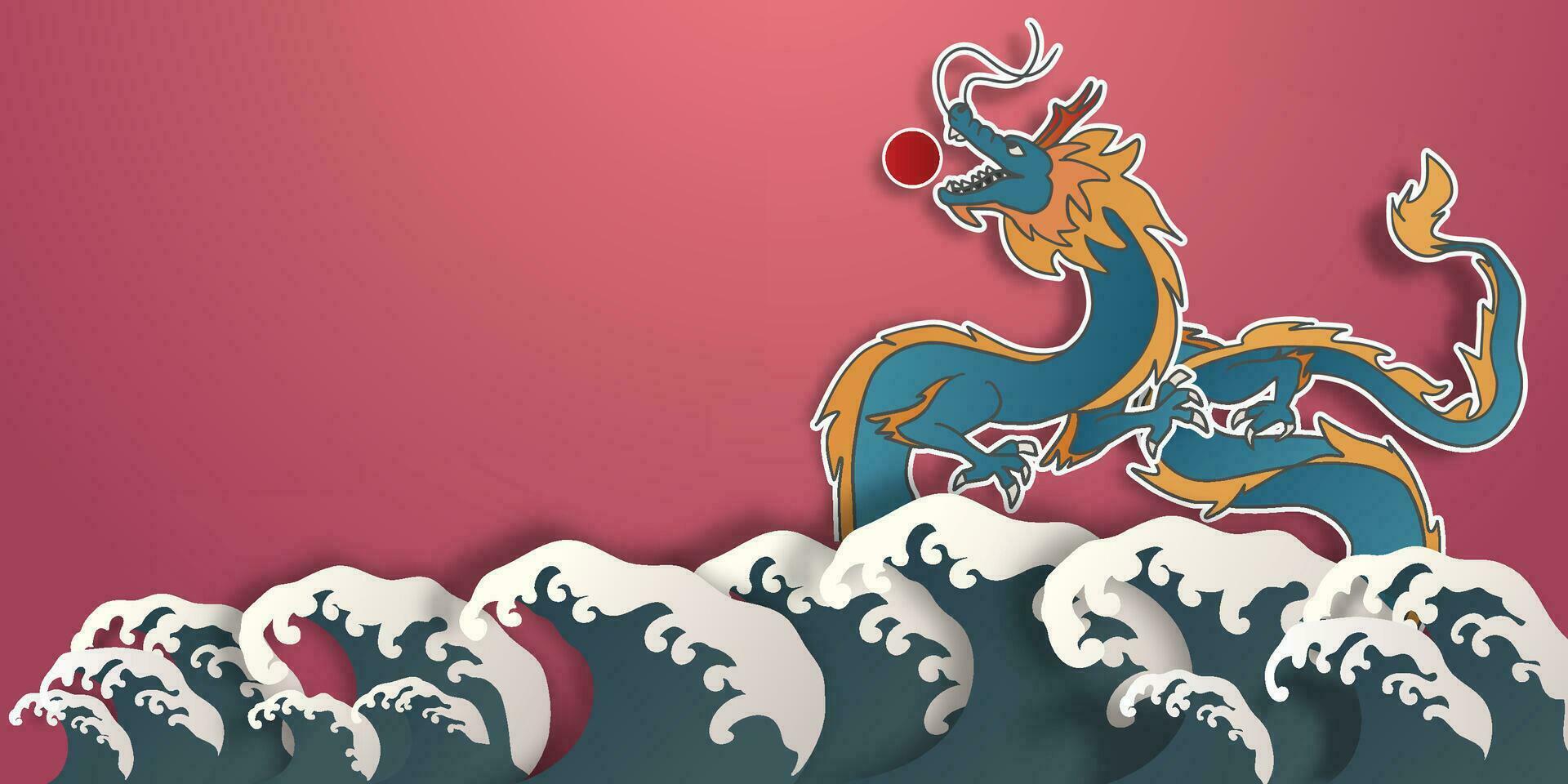 Chinese New Year 2024, the year of the Dragon, vector