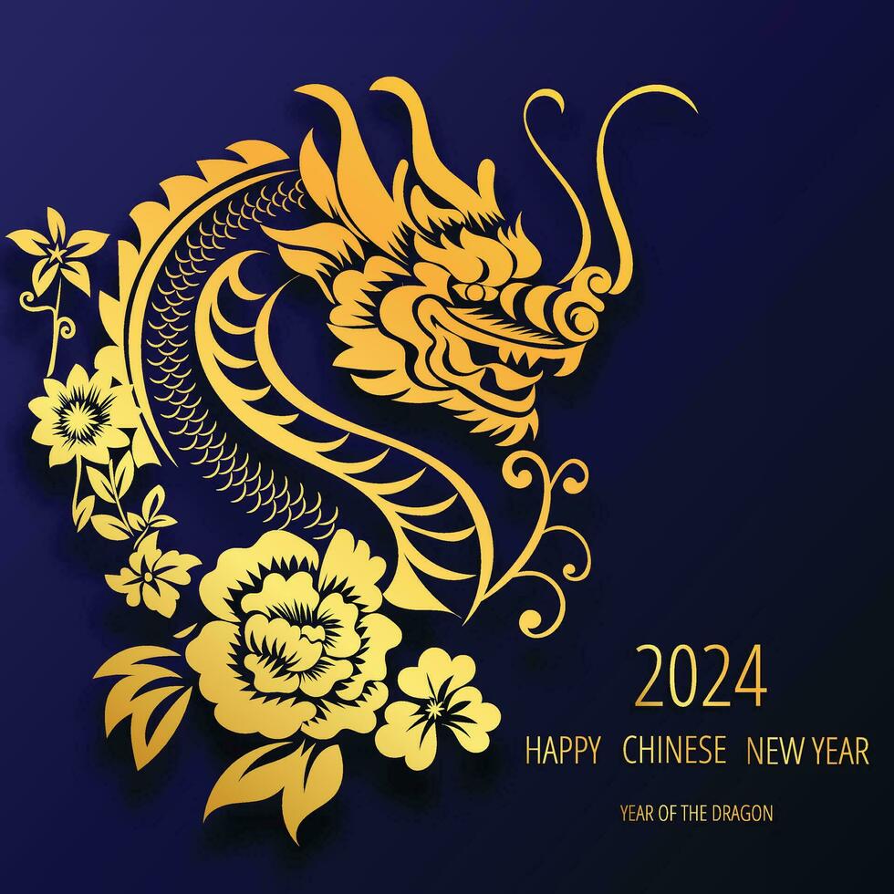 Chinese New Year 2024, the year of the Dragon, vector