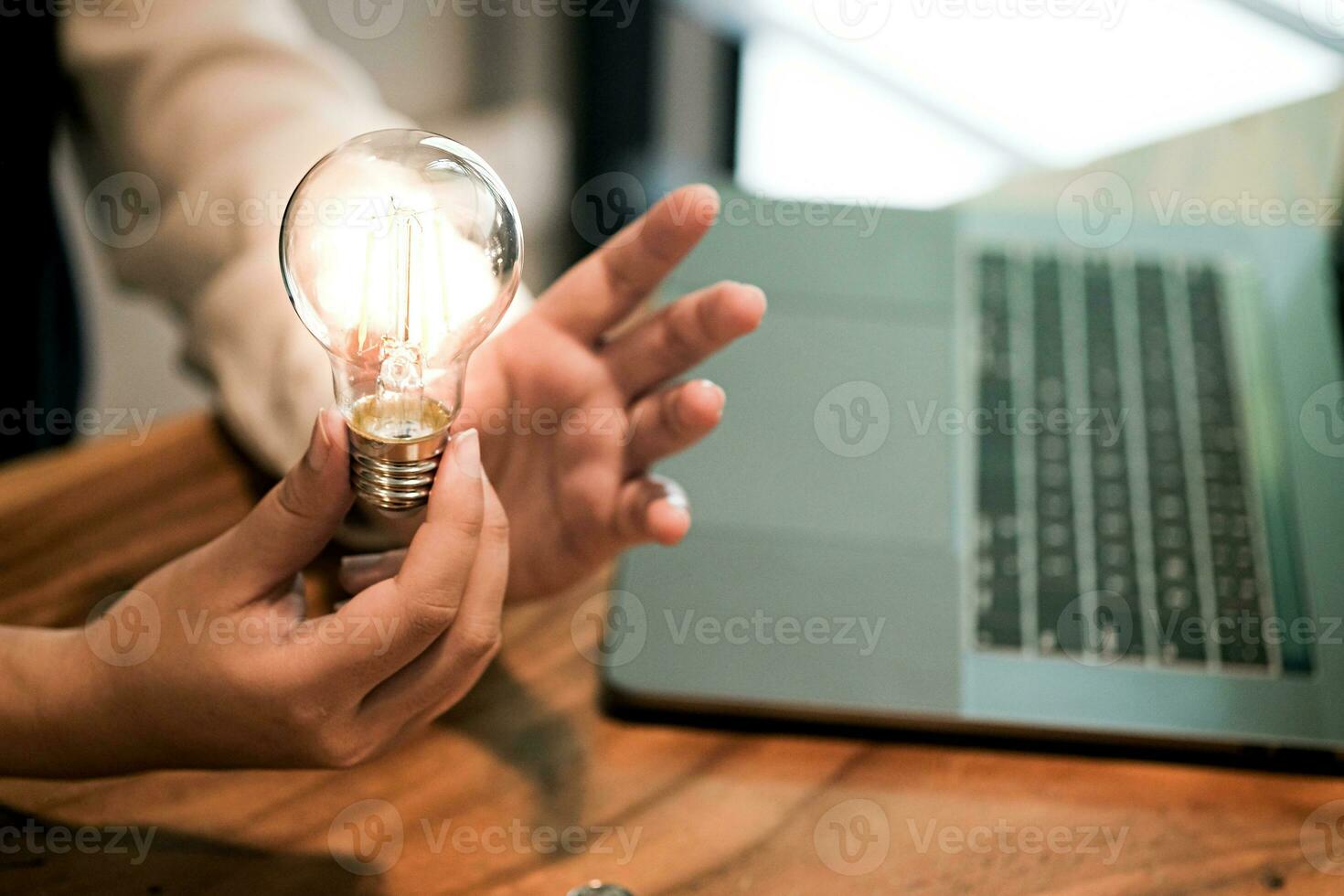 saving coins idea with light bulb for investment Concept idea and innovation. photo