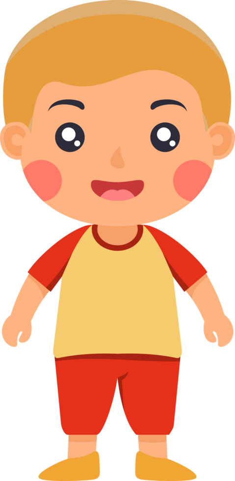 Cute funny boy cartoon standing and smiling png