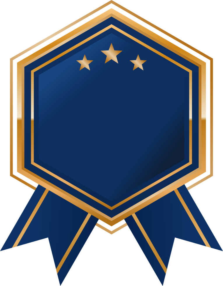 Blue and gold gradient luxury badges png