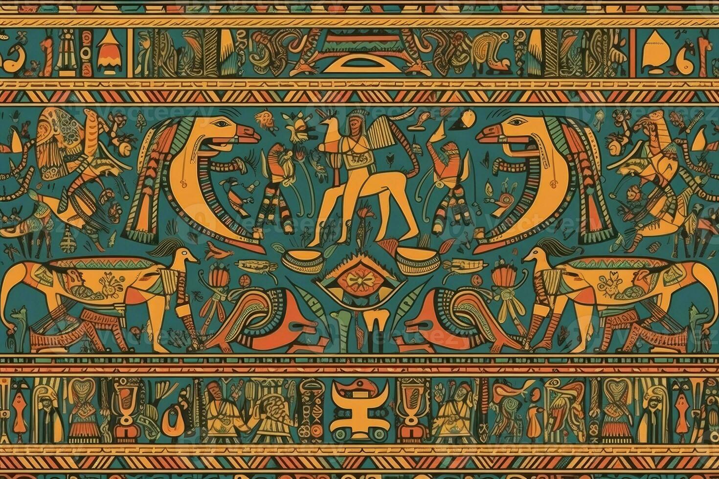 Egyptian Folk Art Pattern. AI Generated photo