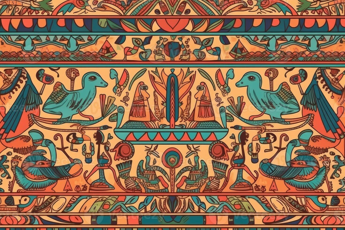 Egyptian Folk Art Pattern. AI Generated photo