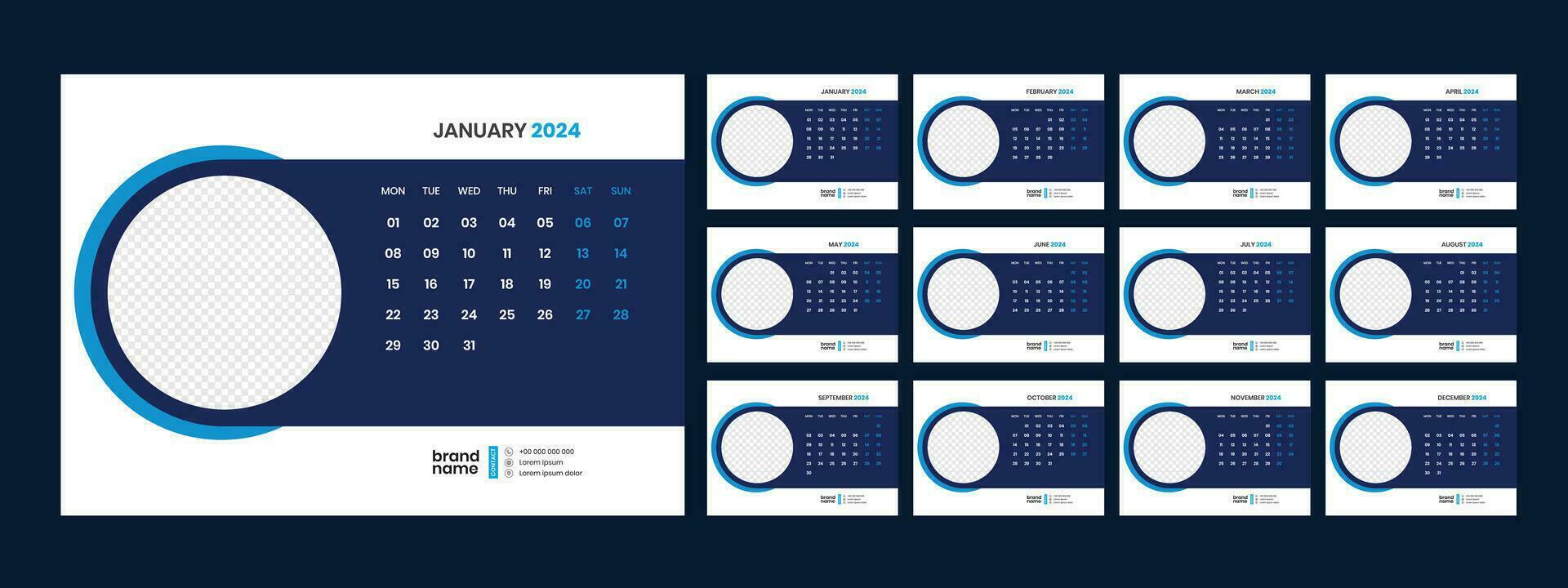 Desk Calendar Template 2024 vector