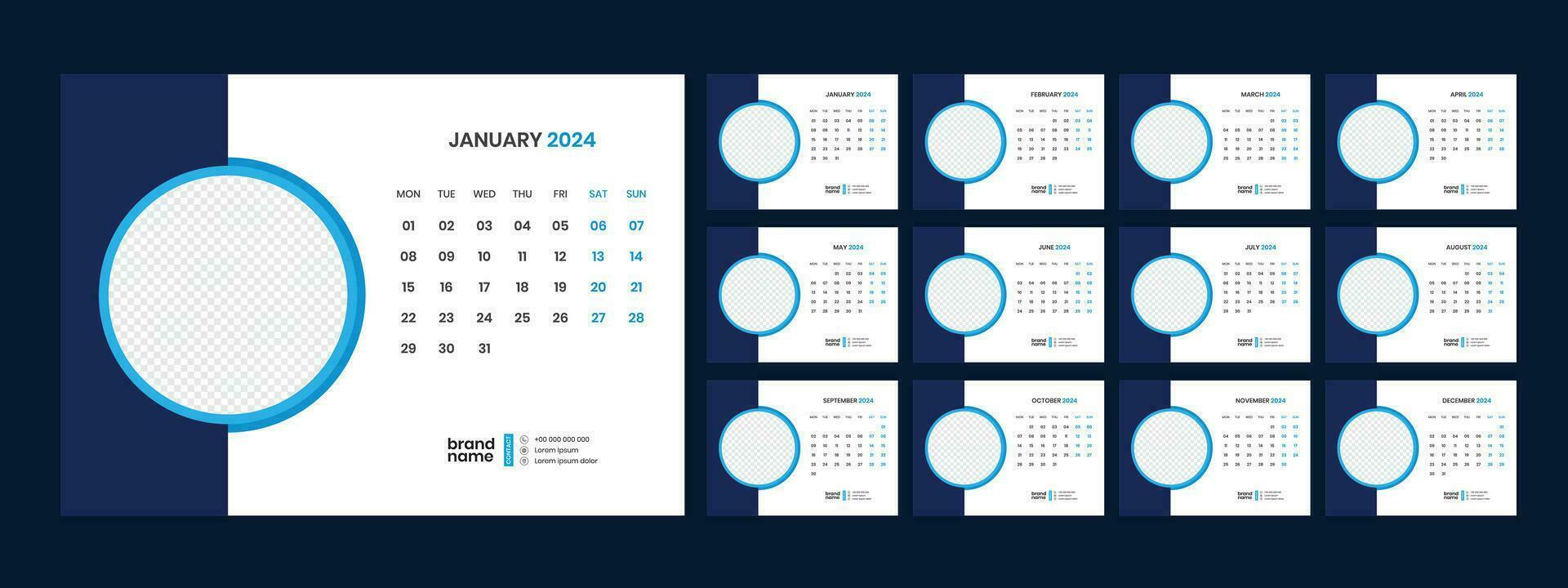 Desk Calendar Template 2024 vector