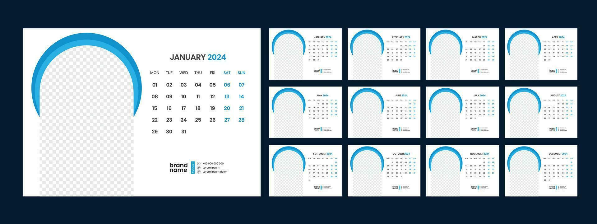 Desk Calendar Template 2024 vector