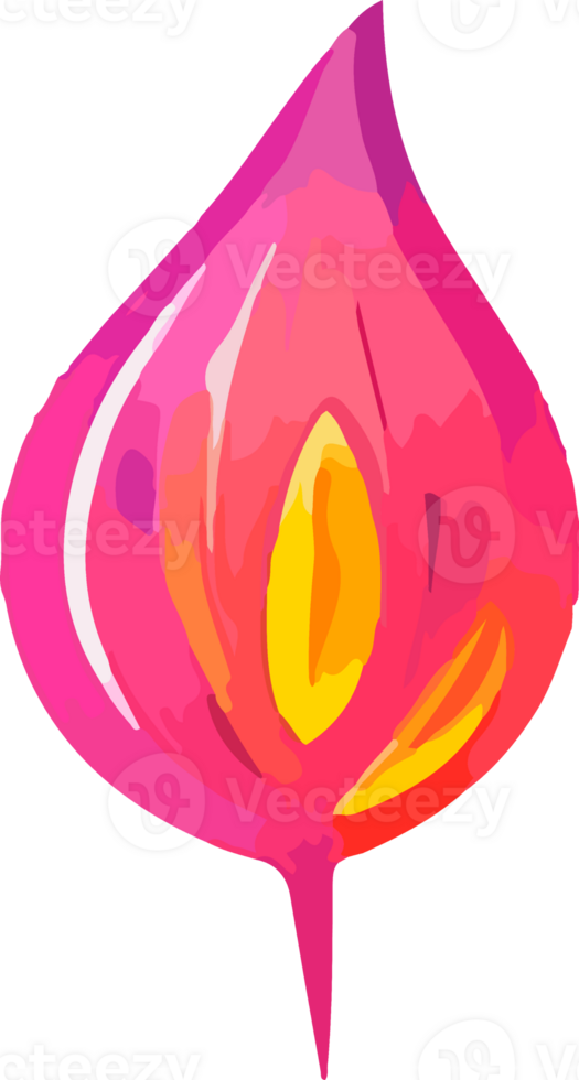 Watercolor bright feather in neon colors. Bright feather of a firebird or peacock. png