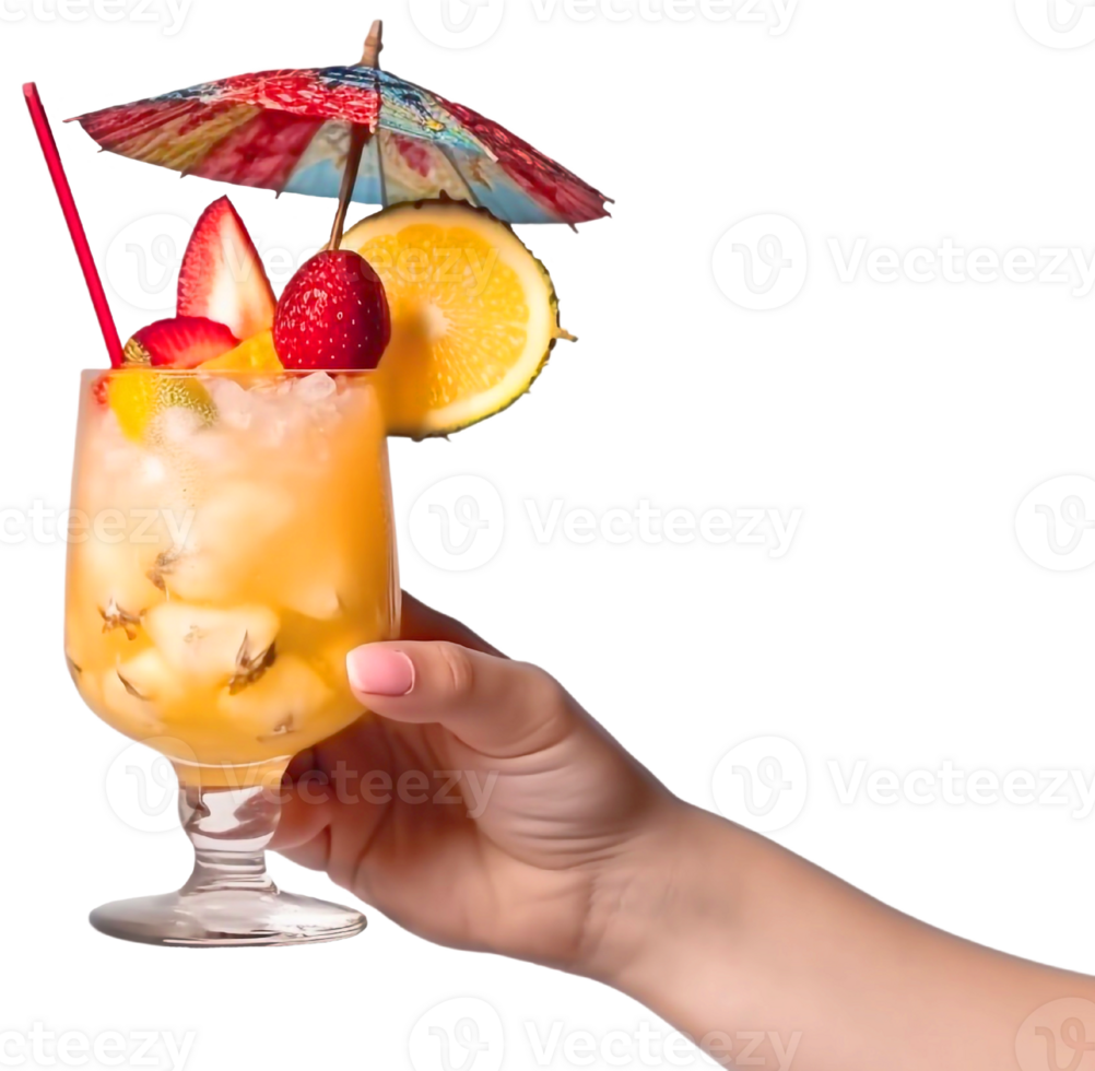 bicchiere con tropicale cocktail nel mano png